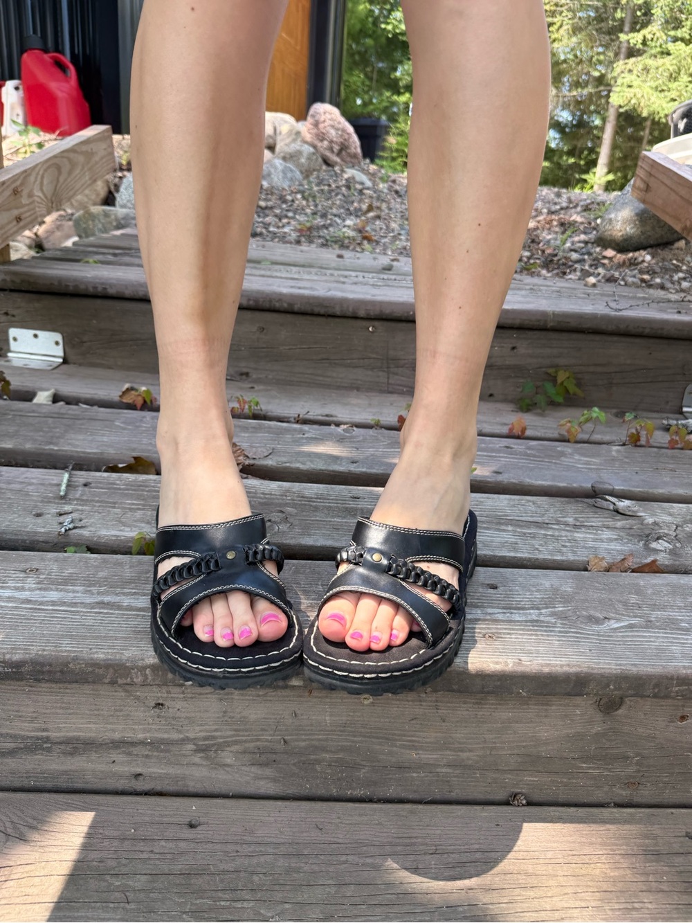 Vintage Y2K chunky platform sandal Black Chain-Trim Slide 7.5 lower east side